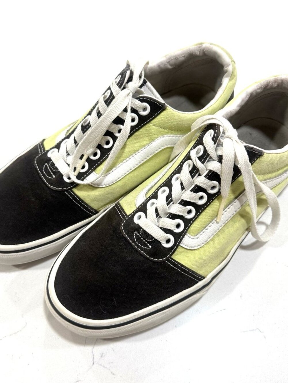 Vans Off The Wall Skate Shoes Black/Lime/Checkered Outsole Women's 9 Mens 7.5